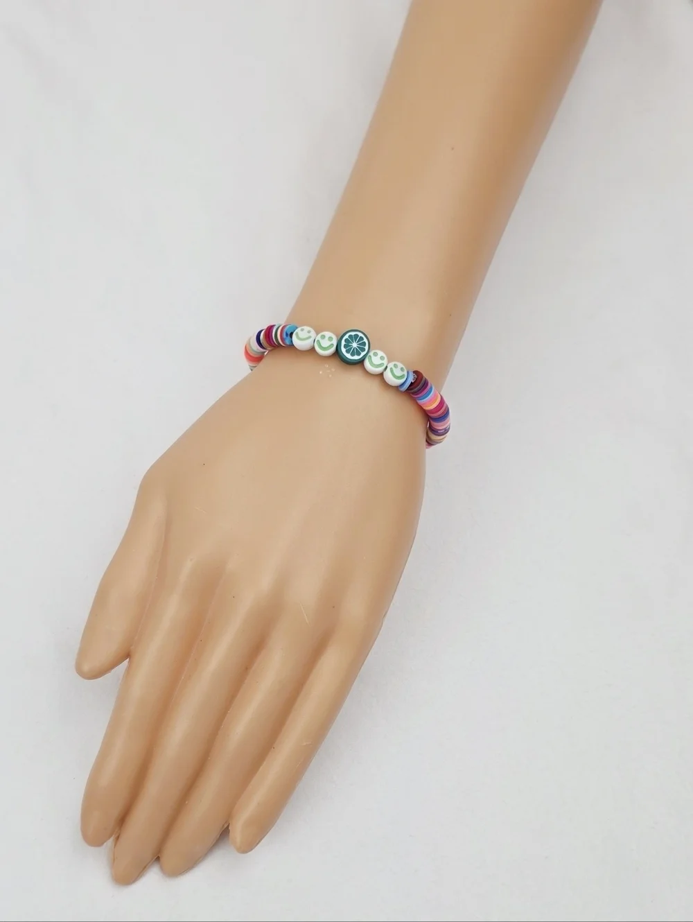 Handmade Clay Bead Multi Color Smiley Face Fruit Bracelet